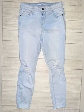 Old Navy Light Blue Rockstar Mid-rise Distressed Skinny Jeans